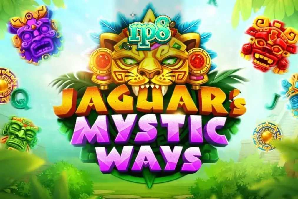 Tampilan visual slot Jaguar’s Mystic Ways dengan nuansa hutan kuno dan simbol emas