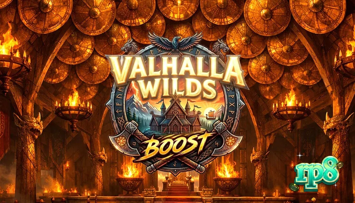 Pemandangan visual slot bertema Viking dengan simbol rune dan kapal perang.